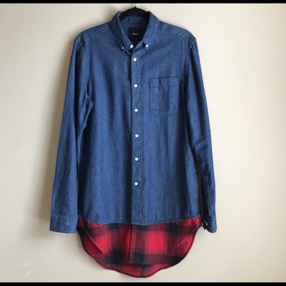 ASOS | chambray flannel long fit shirt